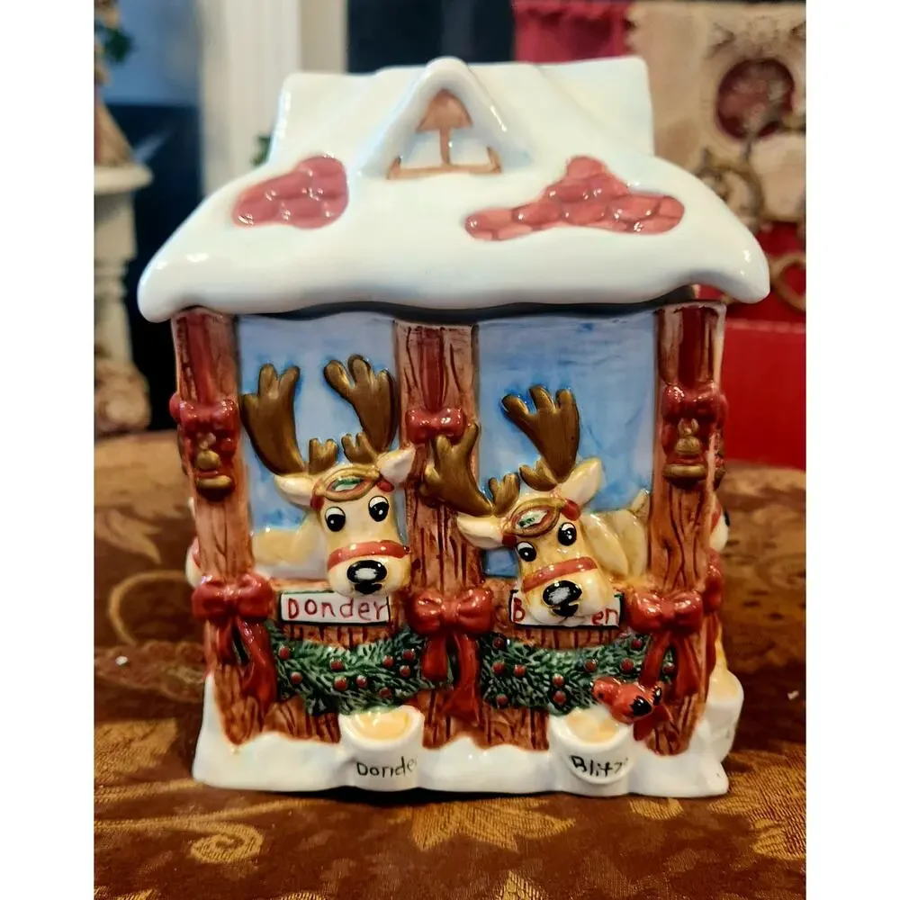 2002 DEER SANTA CANDY JAR BY FITZ AND FLOYD - Picture 5 of 7